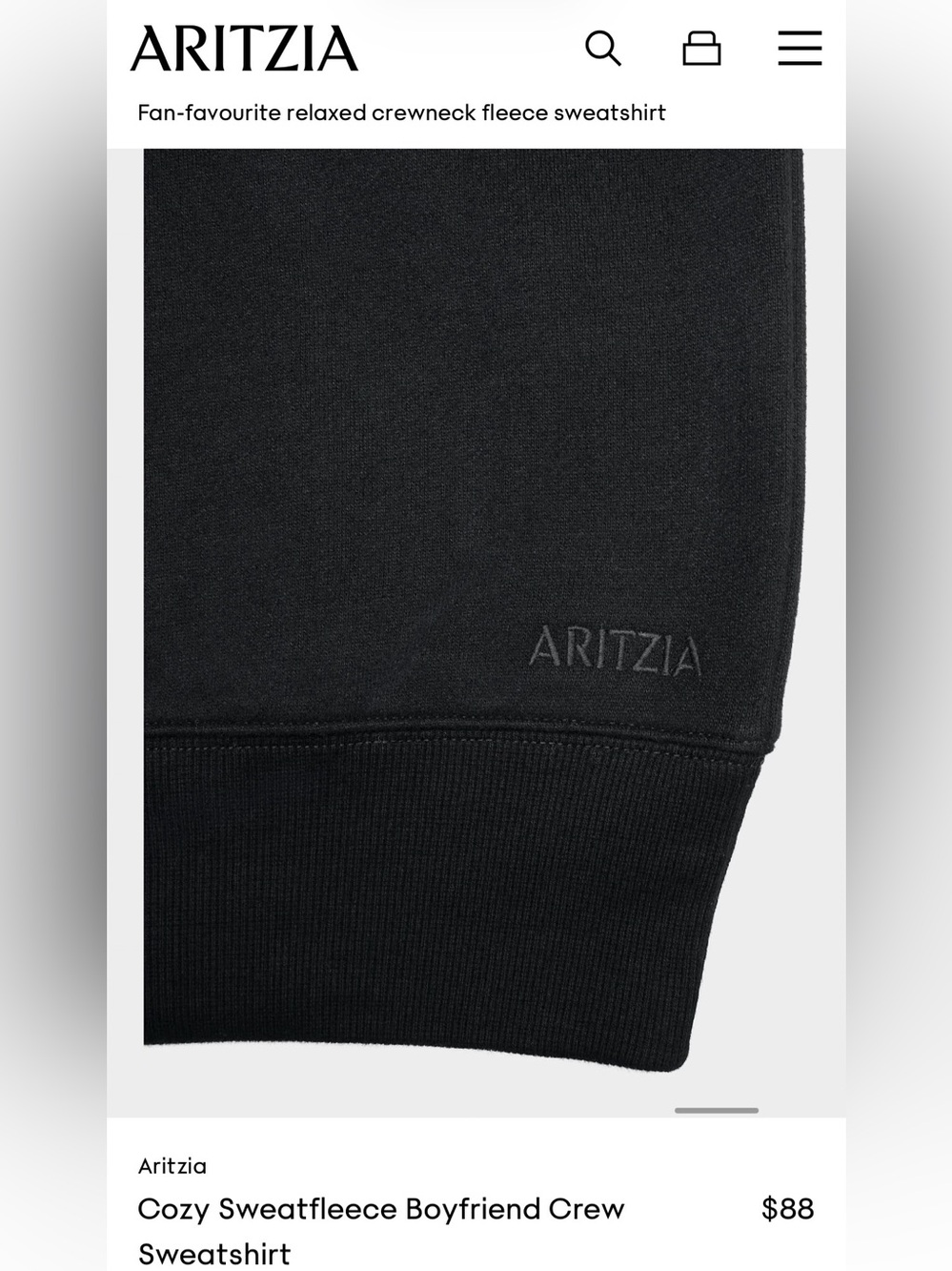 Aritzia Black Crewneck Sweater - Mega Fit - Picture 4 of 7